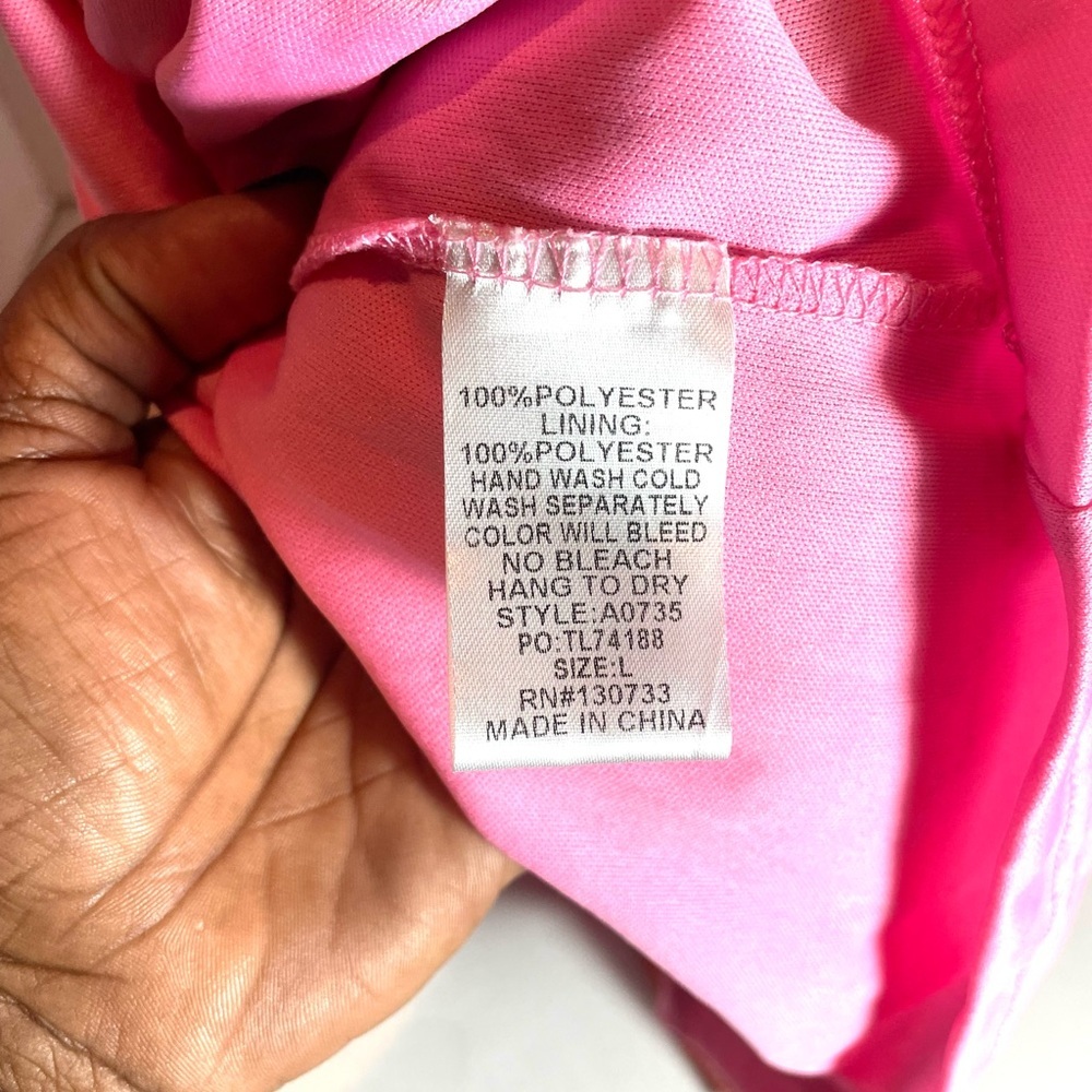 Umgee Floral Boho Shift Dress Size Large Pink Ruffle Neck Flowy Boutique - Picture 6 of 9